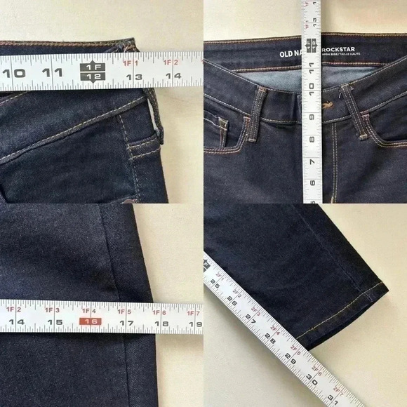 Old Navy Rockstar High Rise Skinny Jeans Dark  Wash Blue Denim Size 2/26 - Picture 11 of 15